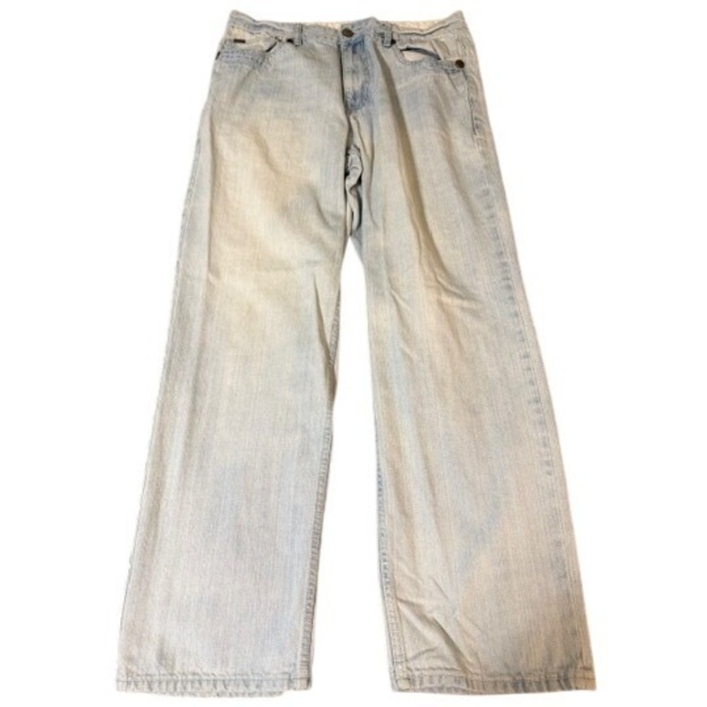 ECKO UNLTD Baggy Light Wash Denim Blue Jeans Men's Size 36 Wide Leg Retro Cotton